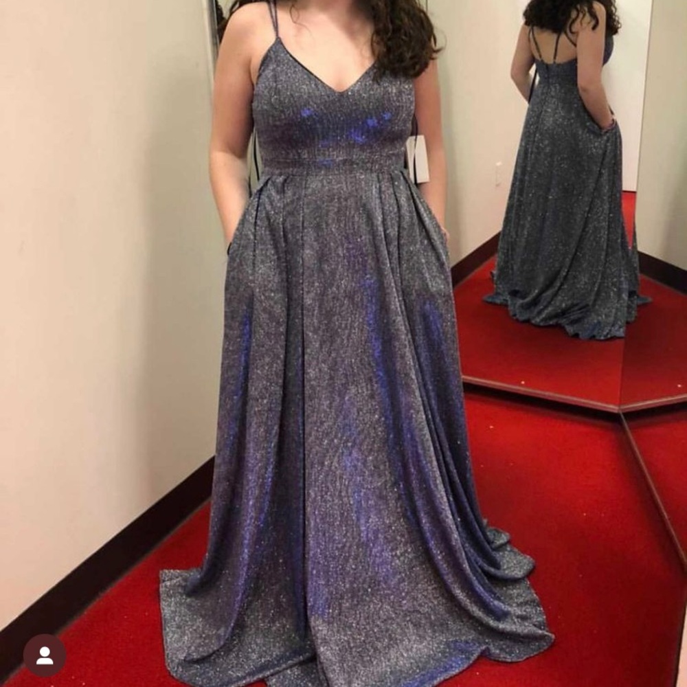 Sparkly Blue Iridescent Prom Dress/ Ball Gown